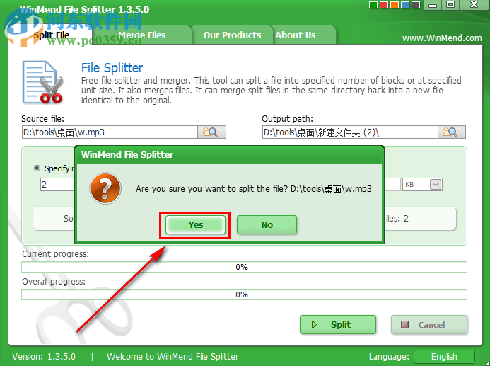 WinMend File Splitter如何等量分割一個MP3文件