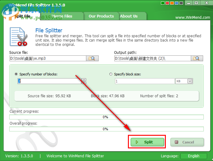 WinMend File Splitter如何等量分割一個MP3文件