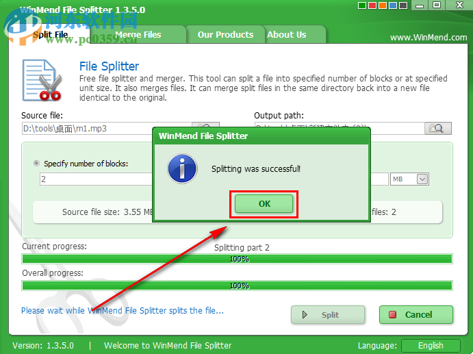 WinMend File Splitter如何等量分割一個MP3文件