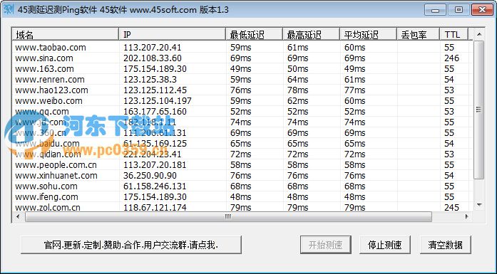 45測延遲測Ping軟件 1.3 綠色版