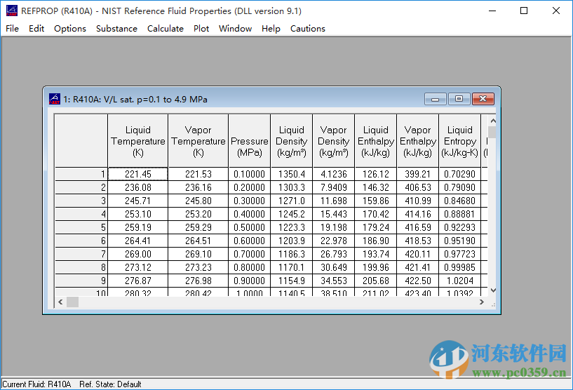 refprop(制冷劑物性查詢運算軟件)附中文教程 9.1 最新免費版