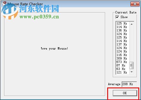 mouse rate checker中文版(鼠標(biāo)接口傳輸率檢測(cè)工具) 下載 1.1 免費(fèi)版