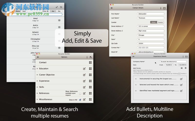 Resume Builder for Mac(簡(jiǎn)歷制作軟件) 1.5.0 免費(fèi)版