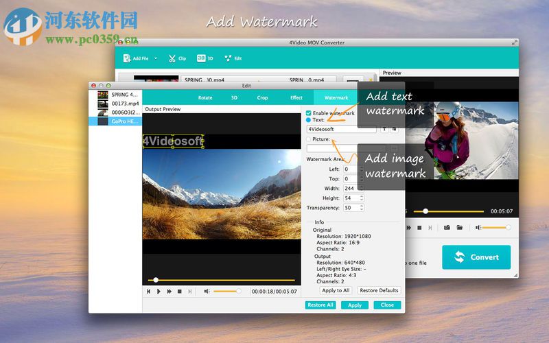 4Video MOV Converter for mac(視頻格式轉(zhuǎn)換器) 5.1.53 免費(fèi)版