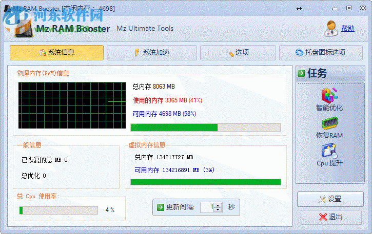 系統(tǒng)內(nèi)存釋放器(Mz Ram Booster)下載 4.1.0 綠色免費(fèi)版