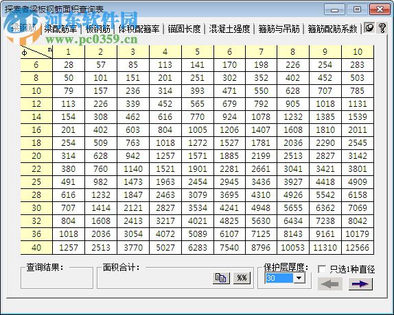 探索者梁板鋼筋面積查詢表 1.0 綠色版