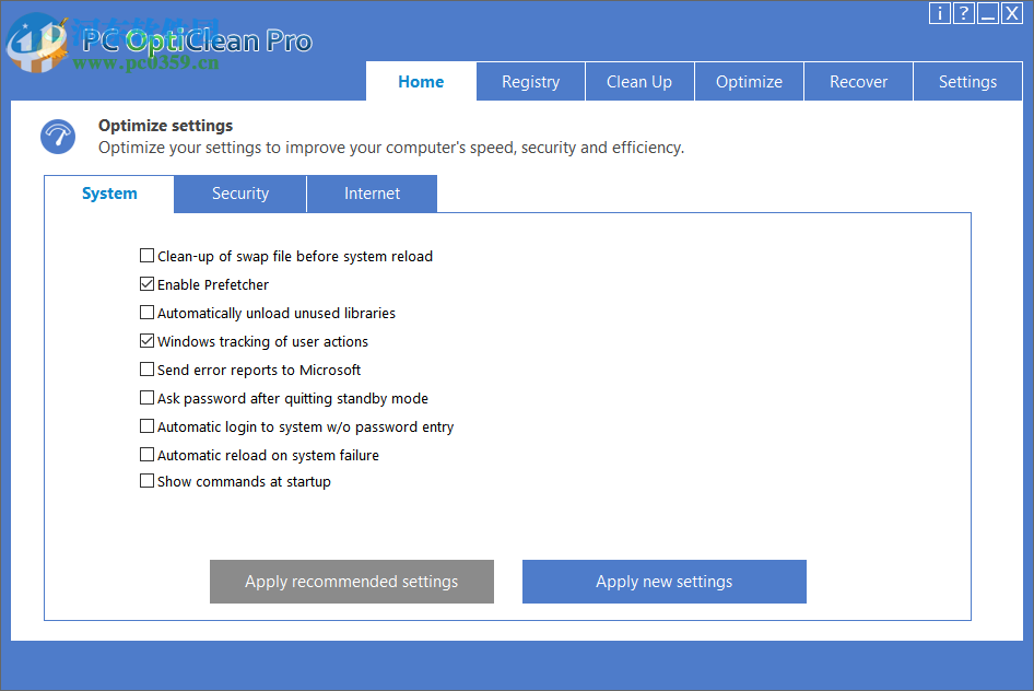 PC OptiClean(系統(tǒng)優(yōu)化工具) 4.4 免費版