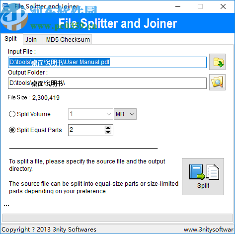 File Splitter and Joiner(文件分割合并工具)