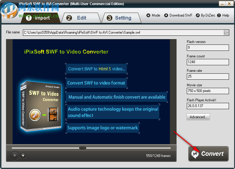 iPixSoft SWF to AVI Converter(SWF到AVI轉(zhuǎn)換器)