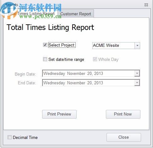 Time Billing Window