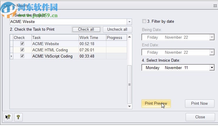 Time Billing Window